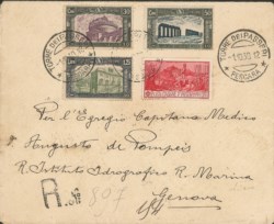 Regno - Vittorio Emanuele III - Busta raccomandata affrancata con tre valori Milizia III (272 + 273 + 274)