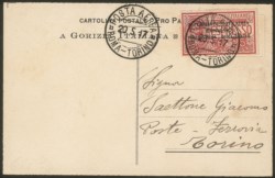 Regno - Posta Aerea - Volo Roma Torino 1917 - cartolina con annullo del I tipo (Longhi 824) del 20.5.17