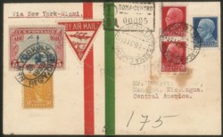 Regno - Posta Aerea - Aerogramma raccomandato impostato a Roma per Managua (Nicaragua) del 3.8.31