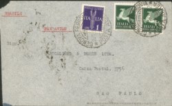 Regno - Posta Aerea - Aerogramma affrancato con 1 lira + due 5 lire Imperiale (14 + due 16)