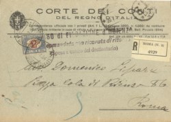 Regno - Segnatasse - Busta raccomandata per avviso d'udienza