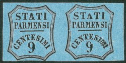 Antichi Stati Italiani - Parma - 1857 - Non Emessi - Coppia del 9 cent (2A/2Ab - segnatasse giornali)