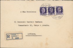 Occupazioni II guerra mondiale - Lubiana - Busta raccomandata affrancata
