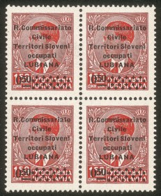 Occupazioni II guerra mondiale - Lubiana - 1941 - 0,50 su 1,50 din (39n + 39n varietà ib)