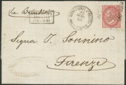 Uffici Postali all'Estero - Emissioni generali - Lettera affrancata con 40 cent V. Emanuele II (T20)