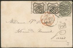 Antichi Stati Italiani - Stato pontificio - Bustina affrancata con 6 baj (7)