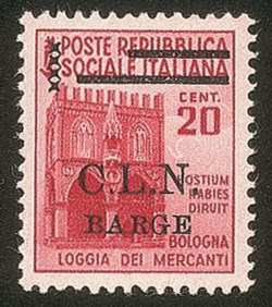 C.L.N. - Barge - 1945 - 20 cent (2 - varietà) con punto piccolo dopo C