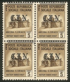 C.L.N. - Torino - 1945 - 5 cent (Unificato 1 - Errani 1 varietà b/non catalogata)