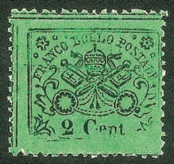 Antichi Stati Italiani - Stato pontificio - 1868 - 2 cent (Sassone 22da varietà)