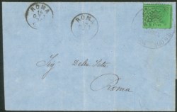 Antichi Stati Italiani - Stato pontificio - 2 cent (22da) con soprastampa parziale in basso e a destra