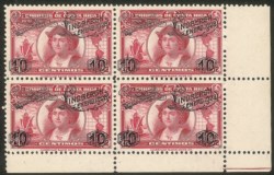 Europa e Oltremare - Costa Rica - 1928 - Quartina del 10 centimos soprastampato Lindbergh (Scott 147)