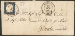 Antichi Stati Italiani - Sardegna - Lettera con 20 cent azzurro scurissimo (15C)