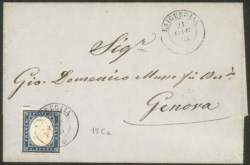 Antichi Stati Italiani - Sardegna - Involucro di lettera con 20 cent azzurro (15Ca)