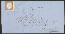 Regno - Vittorio Emanuele II - Lettera affrancata con 10 cent bistro giallastro (1)